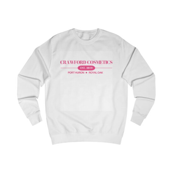 white crewneck sweatshirt with 